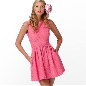 Lilly Pulitzer pink and orange fit and flare dress